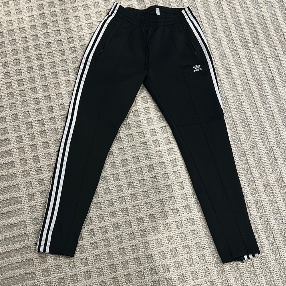 Adidas Black and White Joggers with Tapered Fit
